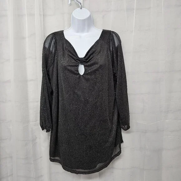 Unbranded Blouse Goth Whimsigoth Fairy Gray Glitter Sheer XL - Picture 2 of 11